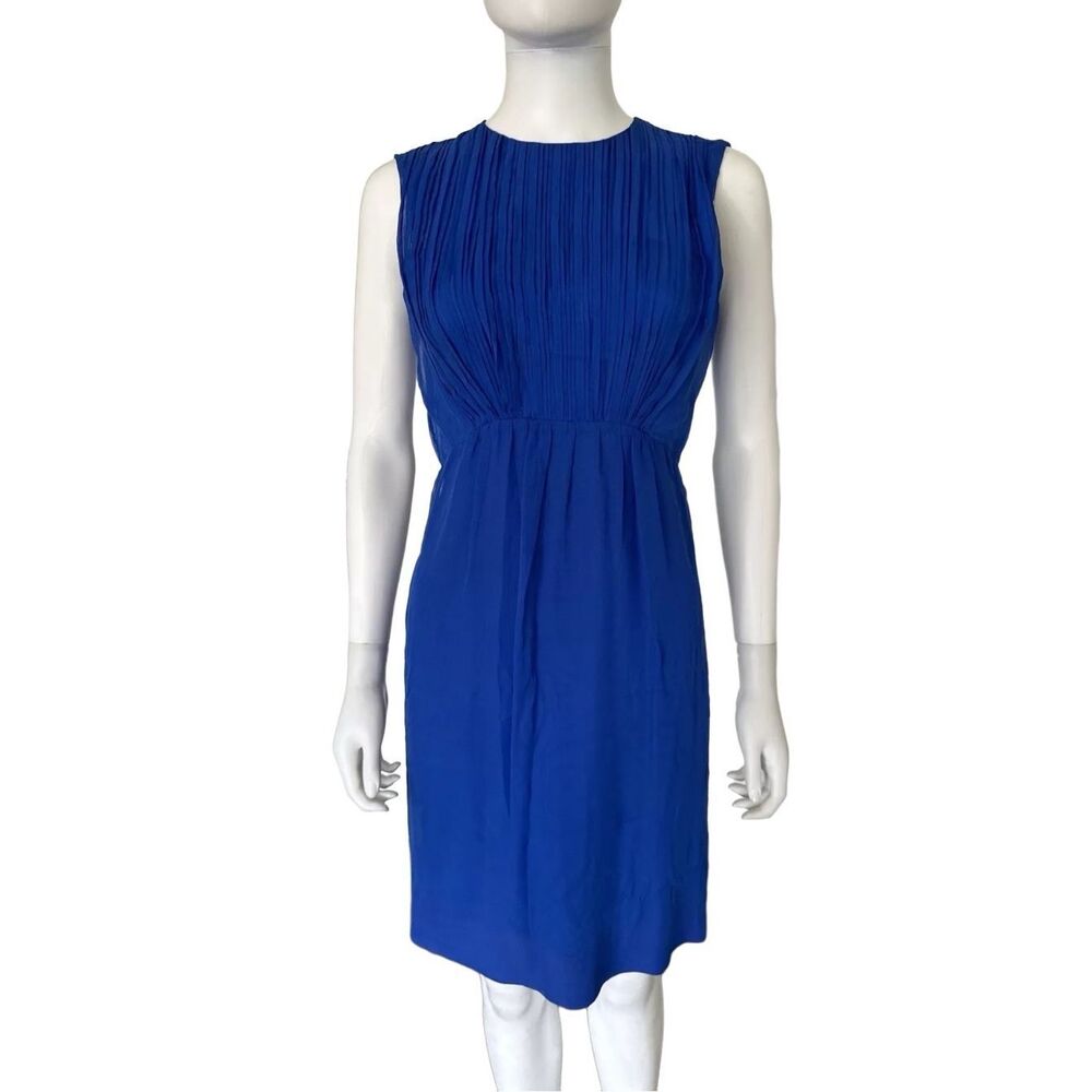 BALENCIAGA Blue Silk Vintage Knee Length Sleeveless Dress Size Small 2010 - Picture 1 of 13
